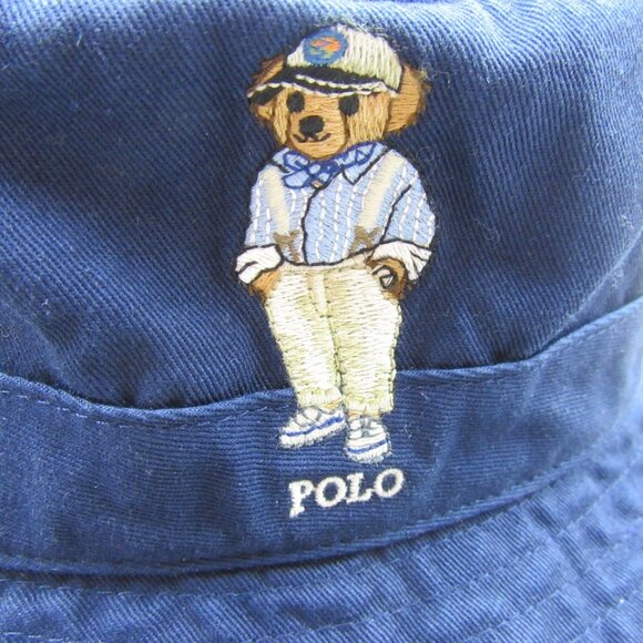 Polo Ralph Lauren Embroidered Bear Bucket Hat Adult Size S/M Navy Blue NEW - Picture 3 of 12